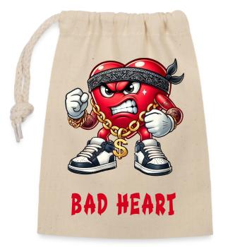 Bad heart gangster design - Closable cotton gift bag (14x20cm) - nature - Front