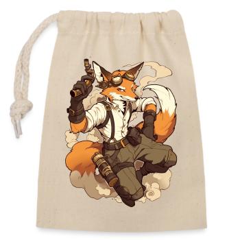 Steampunk Fuchs Anime Style - Retro Futurismus - Verschließbarer Geschenkbeutel aus Baumwolle (14x20cm) - Natur - Vorne