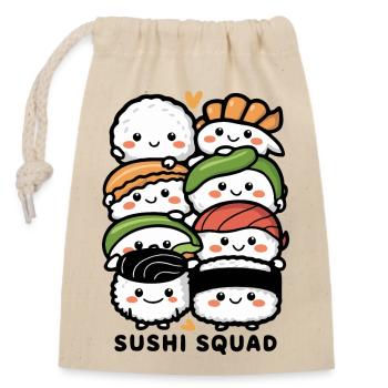 Suchi squad - Closable cotton gift bag (14x20cm) - nature - Front