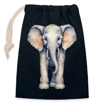 Elephant with Colorful Boots - Closable cotton gift bag (14x20cm) - navy - Front