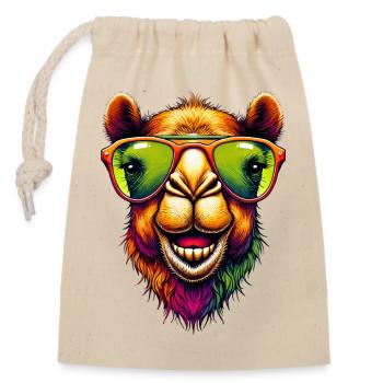 Chameau - Sac cadeau en coton avec cordon (14 x 20 cm) - nature - Devant