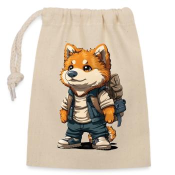 Fuchs design - Verschließbarer Geschenkbeutel aus Baumwolle (14x20cm) - Natur - Vorne
