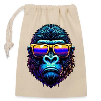 Gorilla - Verschließbarer Geschenkbeutel aus Baumwolle (14x20cm) - Natur - Vorne