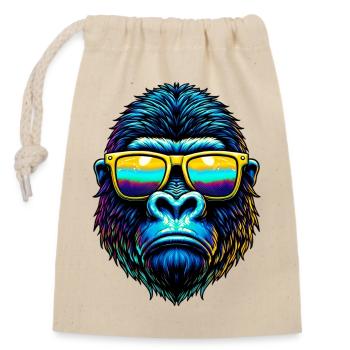 Gorilla - Closable cotton gift bag (14x20cm) - nature - Front