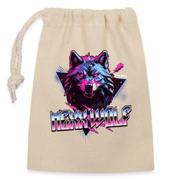 Mexx Wolf Retro Design - Verschließbarer Geschenkbeutel aus Baumwolle (14x20cm) - Natur - Vorne