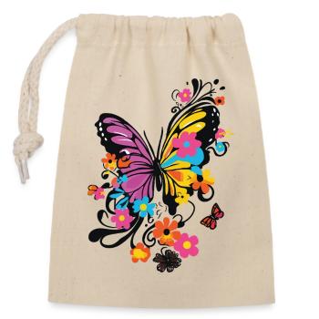 Schmetterling Bunt Farbenfroh Schön Kunst Natur - Verschließbarer Geschenkbeutel aus Baumwolle (14x20cm) - Natur - Vorne