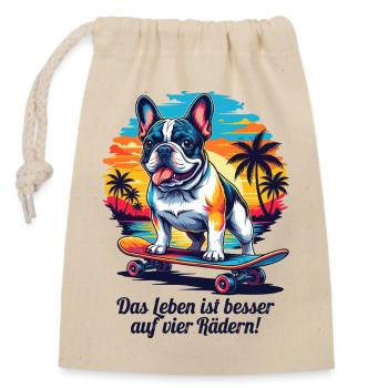 La vie est meilleure sur quatre roues - Sac cadeau en coton avec cordon (14 x 20 cm) - nature - Devant