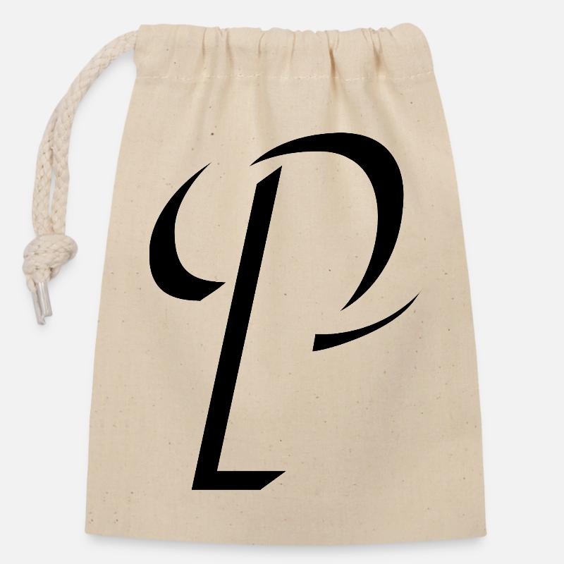 Letter P, Name, der Buchstabe P  - Verschließbarer Geschenkbeutel aus Baumwolle (14x20cm) - Natur