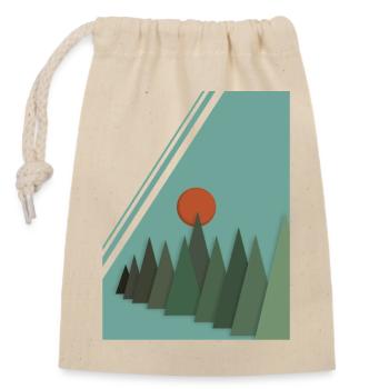 Abstrakte Berglandschaft mit roter Sonne - Verschließbarer Geschenkbeutel aus Baumwolle (14x20cm) - Natur - Vorne