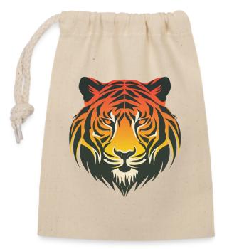 Elégante tête de tigre en dégradé - Sac cadeau en coton avec cordon (14 x 20 cm) - nature - Devant