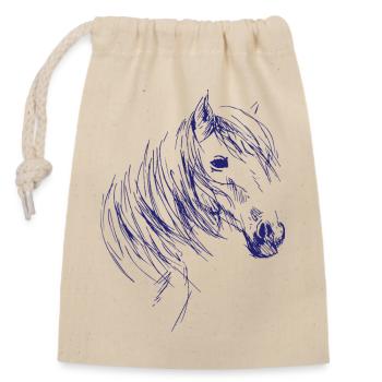 Reiten Pferde Reitsport - Verschließbarer Geschenkbeutel aus Baumwolle (14x20cm) - Natur - Vorne