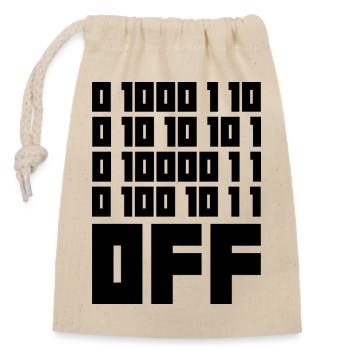 Binärcode F**k OFF – Nerd Humor & Geek Code - Verschließbarer Geschenkbeutel aus Baumwolle (14x20cm) - Natur - Vorne