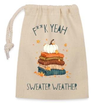 Autumnal Sweater Stack - Closable cotton gift bag (14x20cm) - nature - Front
