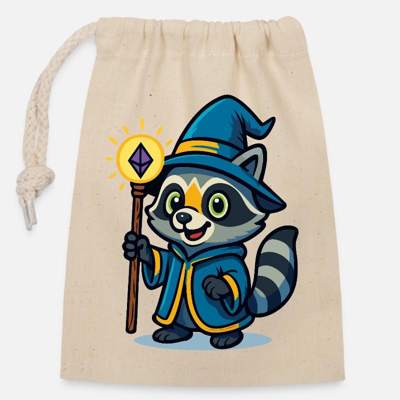 Randolf the cute - Closable cotton gift bag (14x20cm) - nature