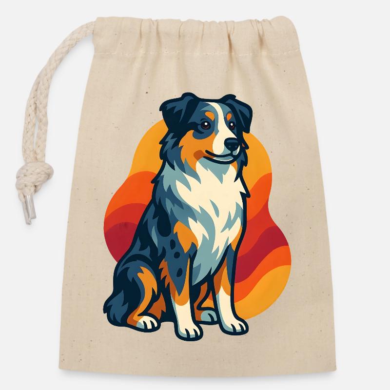 Sunset Australian Shepherd Hund - Verschließbarer Geschenkbeutel aus Baumwolle (14x20cm) - Natur