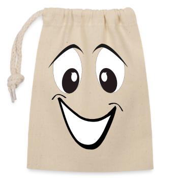 Smiling cartoon face - Closable cotton gift bag (14x20cm) - nature - Front