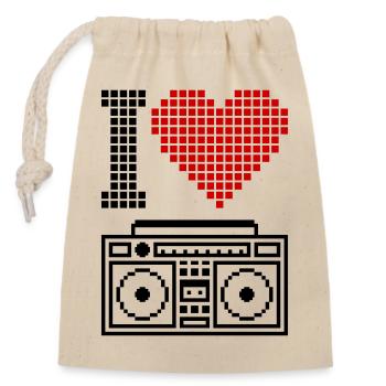 I Love Ghettoblaster – 80er Old School Musik - Verschließbarer Geschenkbeutel aus Baumwolle (14x20cm) - Natur - Vorne