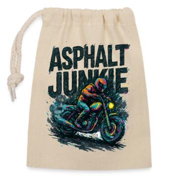 Asphalt Junkie – Motorrad - Verschließbarer Geschenkbeutel aus Baumwolle (14x20cm) - Natur - Vorne