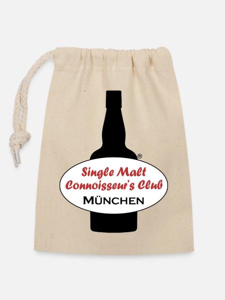 Single Malt Club München - Verschließbarer Geschenkbeutel aus Baumwolle (14x20cm) - Natur