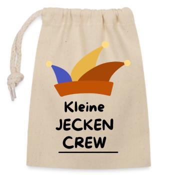 Kleine Jecken Crew – Karneval Familie Design - Verschließbarer Geschenkbeutel aus Baumwolle (14x20cm) - Natur - Vorne