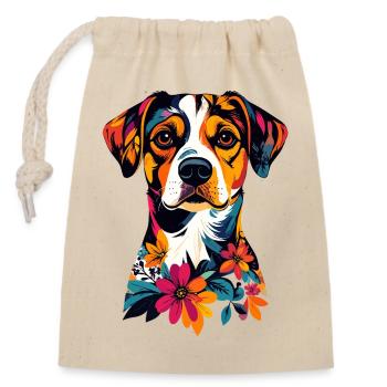 Chien coloré avec motifs floraux Tenue d’été - Sac cadeau en coton avec cordon (14 x 20 cm) - nature - Devant