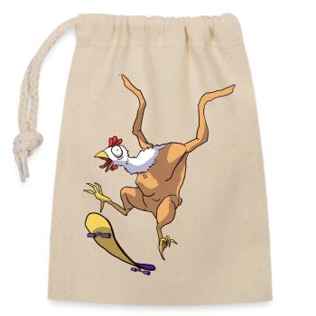 Skateboarding chicken - Sac cadeau en coton avec cordon (14 x 20 cm) - nature - Devant