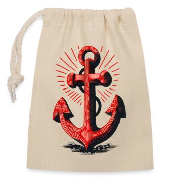 Red Anchor Sunbeam Pattern - Closable cotton gift bag (14x20cm) - nature - Front