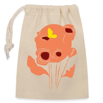 Coquelicot orange avec papillon - Sac cadeau en coton avec cordon (14 x 20 cm) - nature - Devant