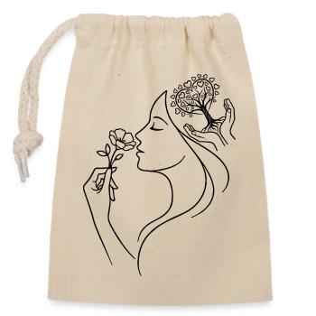Woman Floral Nature - Closable cotton gift bag (14x20cm) - nature - Front
