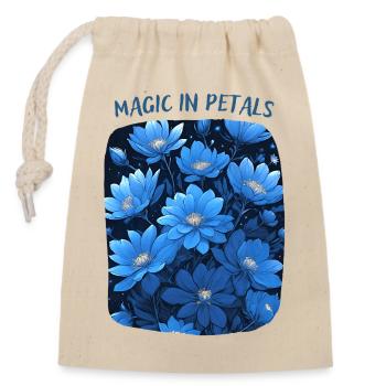 La magie dans les pétales de fleurs bleues - Sac cadeau en coton avec cordon (14 x 20 cm) - nature - Devant