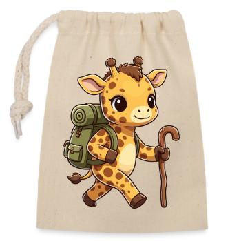 Niedliche Wander-Giraffen-Tier-Trekking-Kunst - Verschließbarer Geschenkbeutel aus Baumwolle (14x20cm) - Natur - Vorne