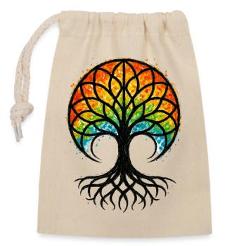 Arbre de Vie - Gaïa - Nature - Sac cadeau en coton avec cordon (14 x 20 cm) - nature - Devant