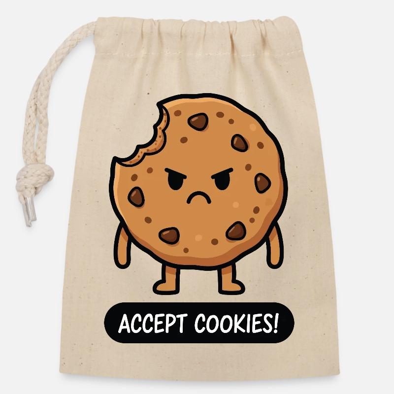 Accept Cookies - Closable cotton gift bag (14x20cm) - nature