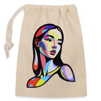Portrait abstrait coloré dans le style pop art - Sac cadeau en coton avec cordon (14 x 20 cm) - nature - Devant