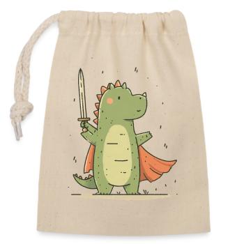 Little Dino Knight - Closable cotton gift bag (14x20cm) - nature - Front