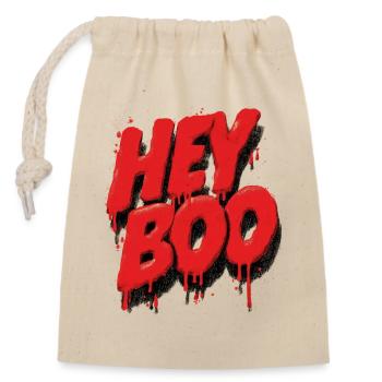 Hey Boo Graffiti - Verschließbarer Geschenkbeutel aus Baumwolle (14x20cm) - Natur - Vorne
