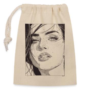 Dark Line Portrait Silhouette - Closable cotton gift bag (14x20cm) - nature - Front