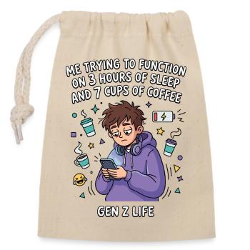 Gen Z Life Lack of Sleep Coffee - Closable cotton gift bag (14x20cm) - nature - Front