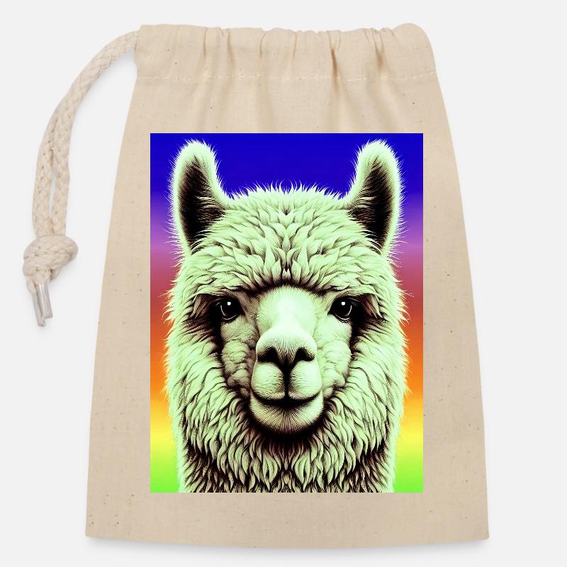 Alpaca - Closable cotton gift bag (14x20cm) - nature