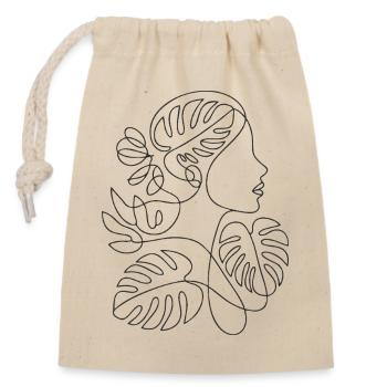 Art en ligne botanique : Profil féminin - Sac cadeau en coton avec cordon (14 x 20 cm) - nature - Devant