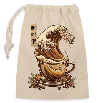 Coffee Wave Shirt Japan Style Kaffee Design - Verschließbarer Geschenkbeutel aus Baumwolle (14x20cm) - Natur - Vorne