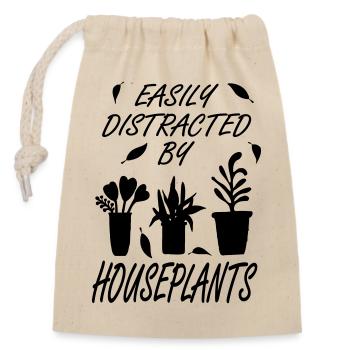 Easily distracted by houseplants - Closable cotton gift bag (14x20cm) - nature - Front