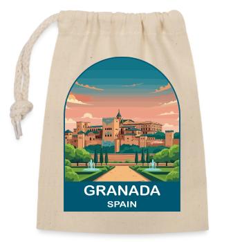Granada Spanien Vintage-Reiseplakat-Kunst - Verschließbarer Geschenkbeutel aus Baumwolle (14x20cm) - Natur - Vorne