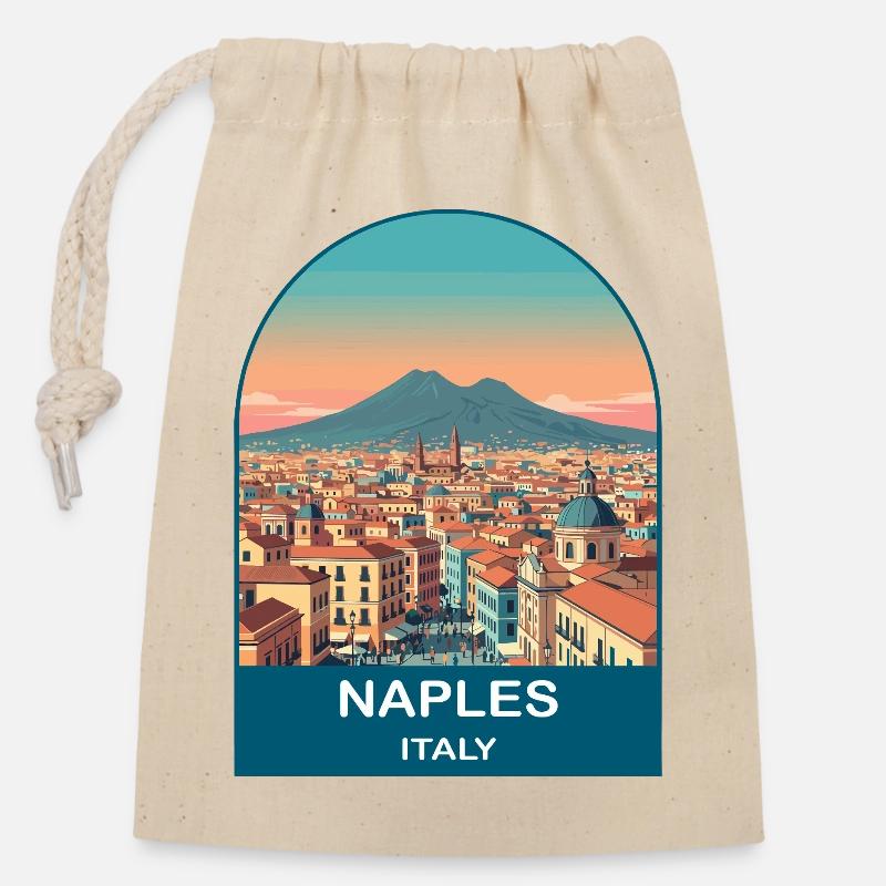 Neapel, Italien Vintage-Reiseplakat-Kunst - Verschließbarer Geschenkbeutel aus Baumwolle (14x20cm) - Natur