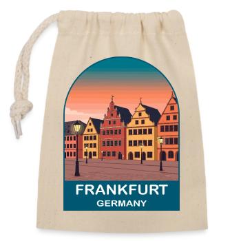 Frankfurter Deutschland Skyline Vintage-Reiseplakat - Verschließbarer Geschenkbeutel aus Baumwolle (14x20cm) - Natur - Vorne