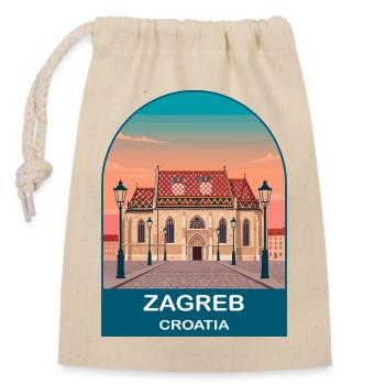 Zagreb Kroatien Vintage-Reiseplakat-Kunst - Verschließbarer Geschenkbeutel aus Baumwolle (14x20cm) - Natur - Vorne
