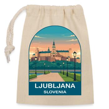 Ljubljana Slowenien Vintage-Reiseplakat - Verschließbarer Geschenkbeutel aus Baumwolle (14x20cm) - Natur - Vorne