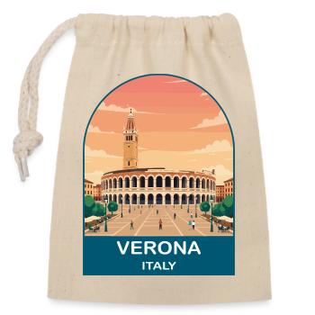 Verona Italien Vintage-Reiseplakat-Kunst - Verschließbarer Geschenkbeutel aus Baumwolle (14x20cm) - Natur - Vorne