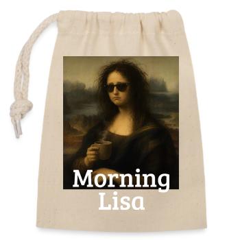 Morgen Lisa Leonardo Da Vinci Lustige Mona Lisa - Verschließbarer Geschenkbeutel aus Baumwolle (14x20cm) - Natur - Vorne