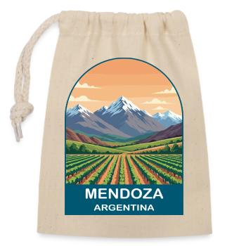 Mendoza Argentina Vineyard & Andes Travel Poster - Closable cotton gift bag (14x20cm) - nature - Front